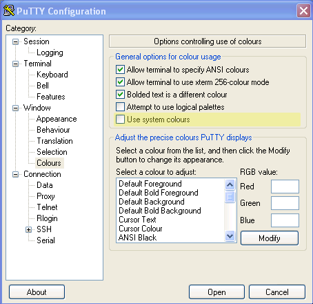 How to configure PuTTY so that Home/End/PgUp/PgDn work properly in